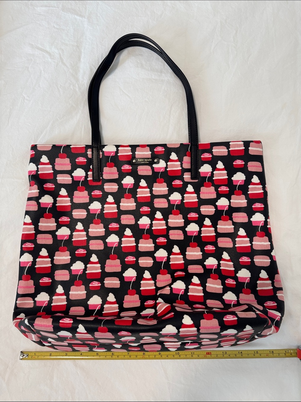 kate spade Black Tote with Pink & Red Cupcake Pattern - Picture 3 of 3